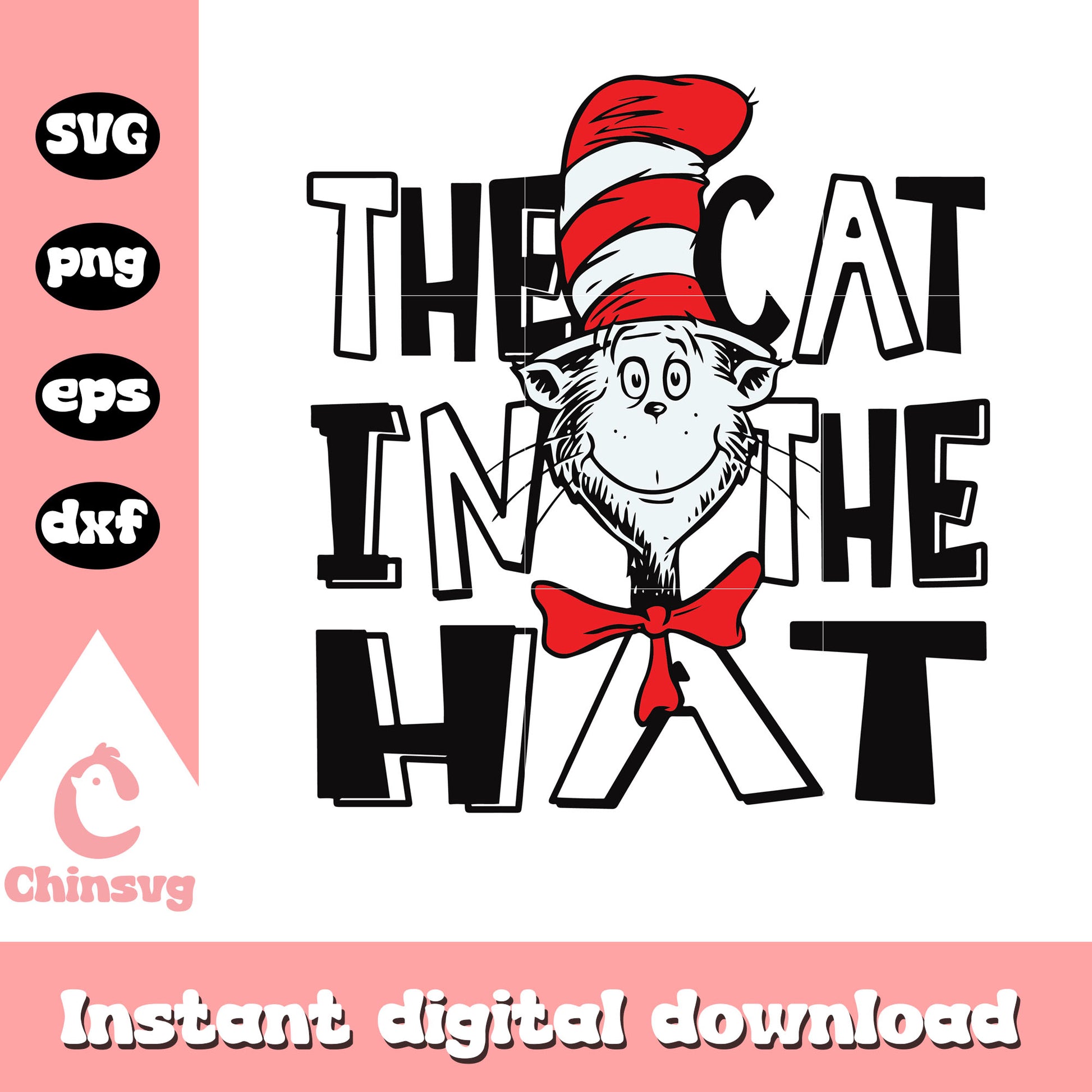 The cat in the hat character svg, cat in the hat svg, cartoon svg