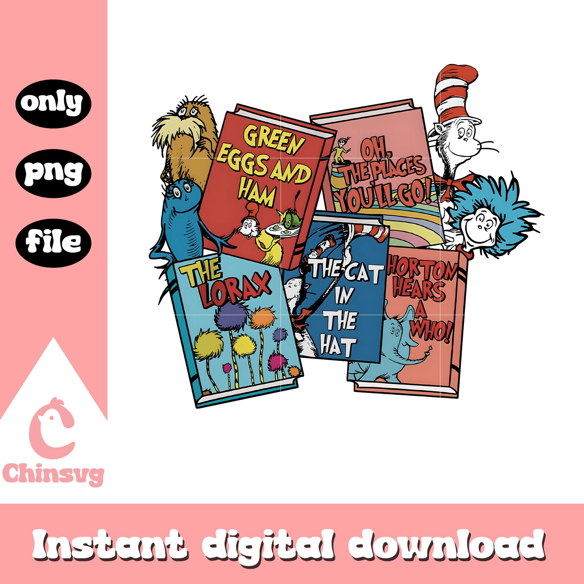 The cat in the hat dr seuss books design png, love book png