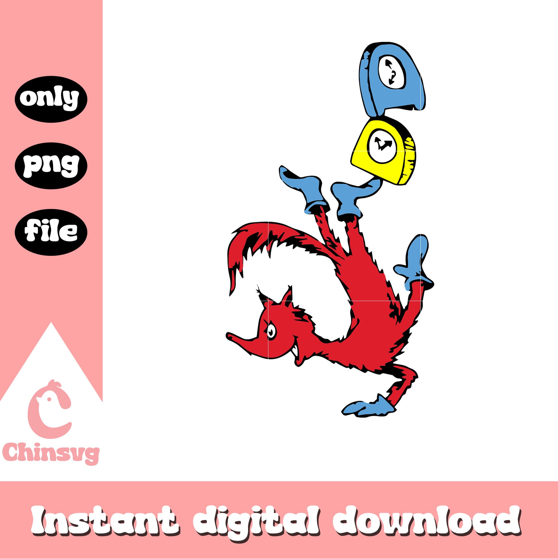 The clock fox in the sock png, dr seuss cast png, fox png