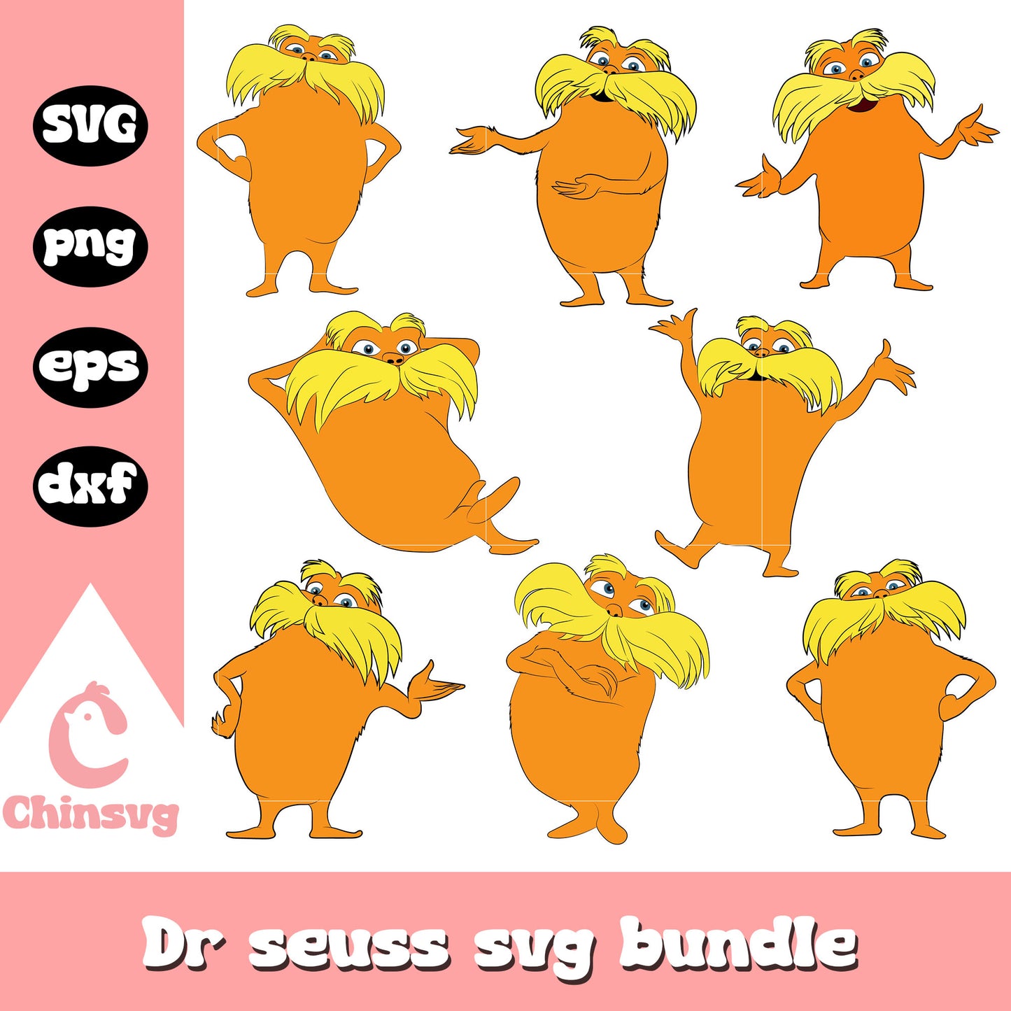 The lorax characters design bundle svg, the dr seuss lorax​ svg