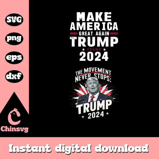 The movement never stops logo svg, trump text logo​ svg