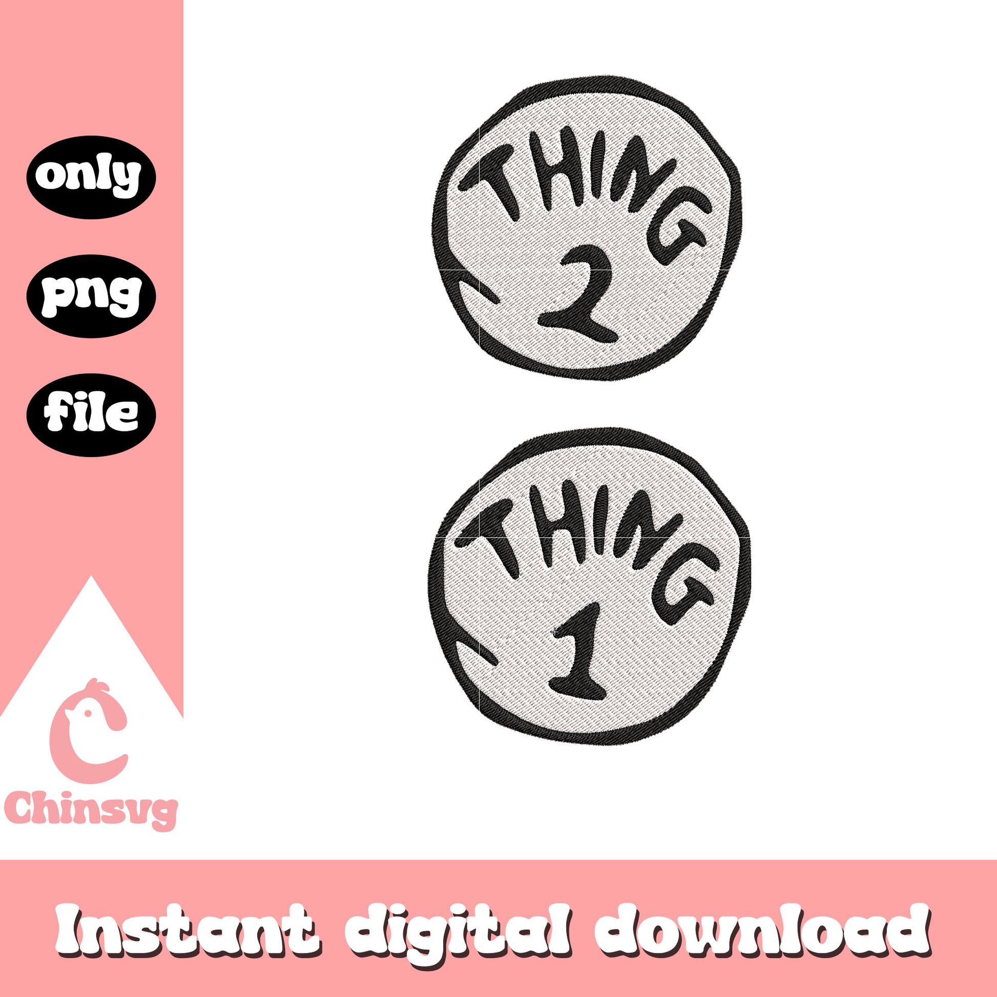 Thing one and thing two logo design png, dr seuss png, logo png