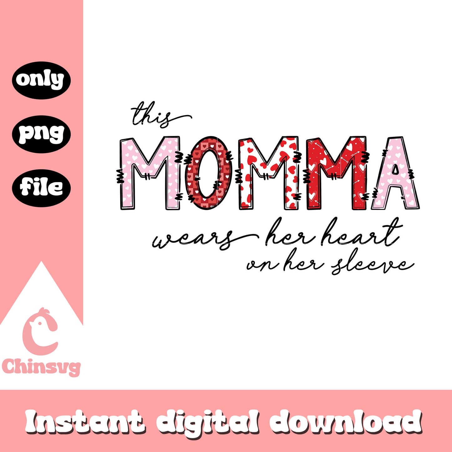 This momma wear her heart on her sleeve png, quotes png