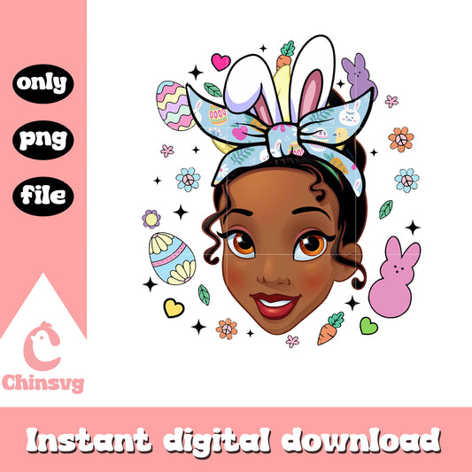 Tiana princess face bunny ears png, easter bunny png, disney png