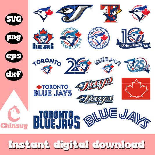 Toronto blue jays logo design bundle svg, toronto blue jays svg