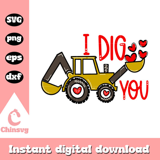 Truck I dig you heart shape design svg, valentine days svg