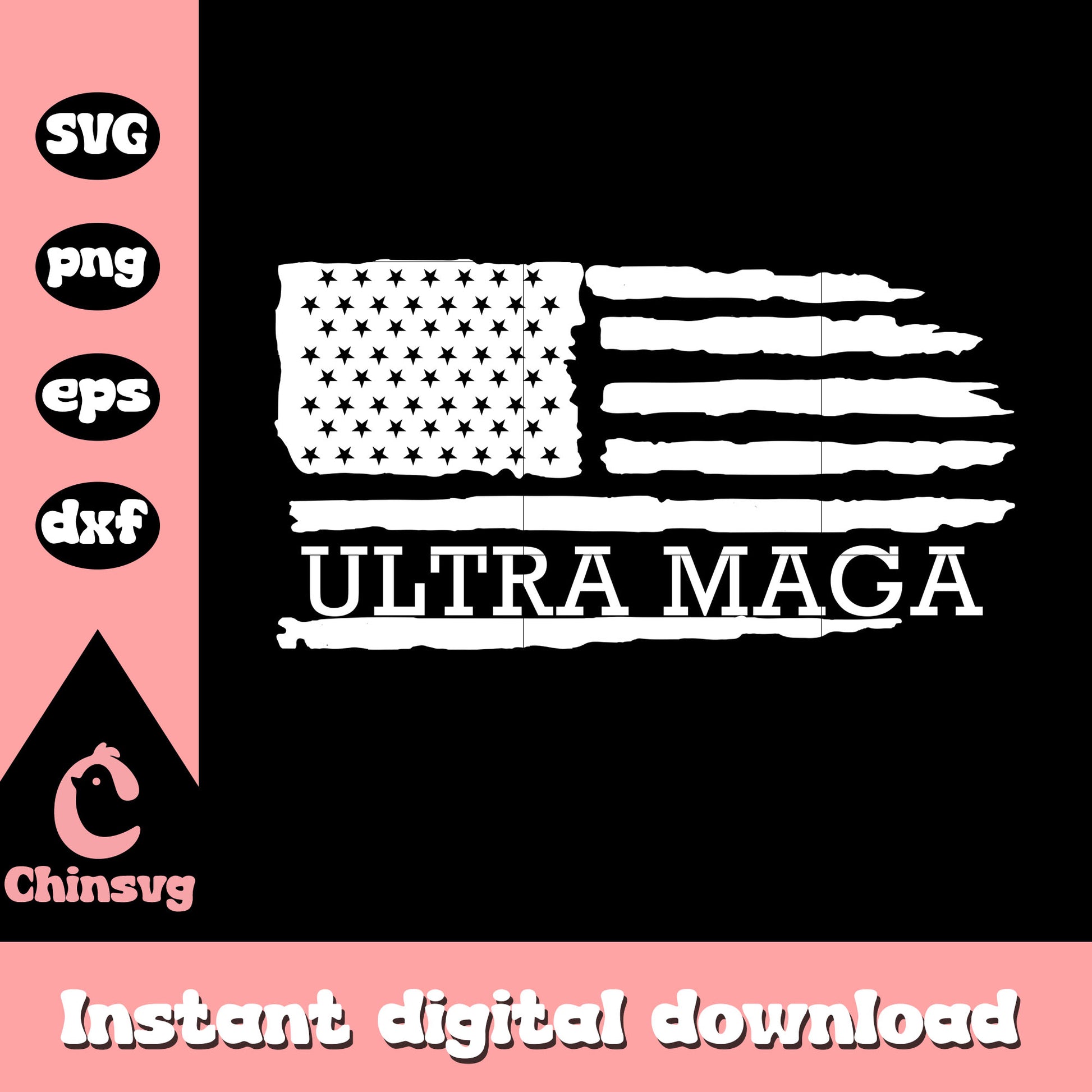 Ultra maga america flag black white svg, america flag​ svg