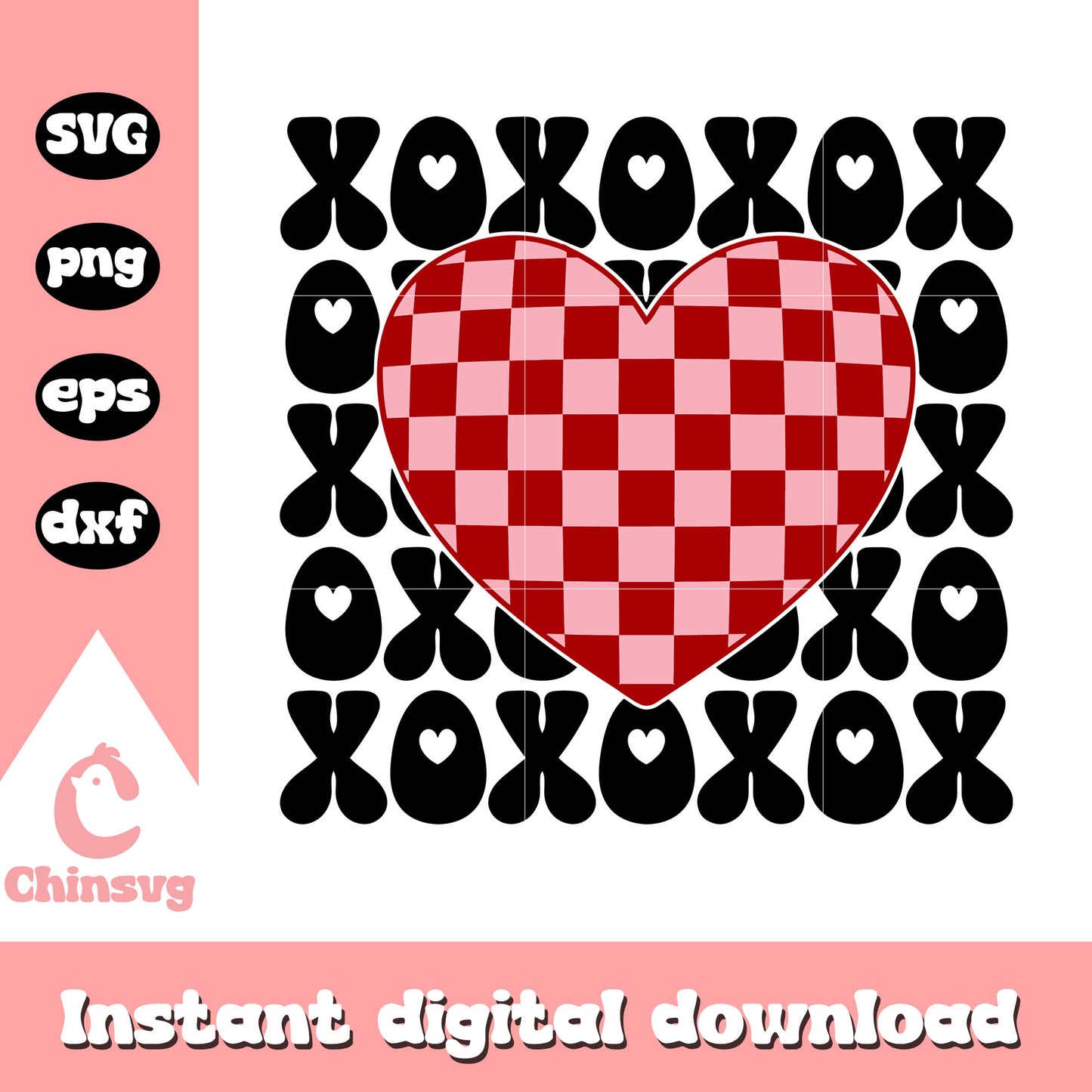 Valentine xoxo heart checkered svg, heart checker svg, xoxo svg