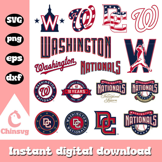 Washington nationals logo design bundle svg, Washington nationals svg