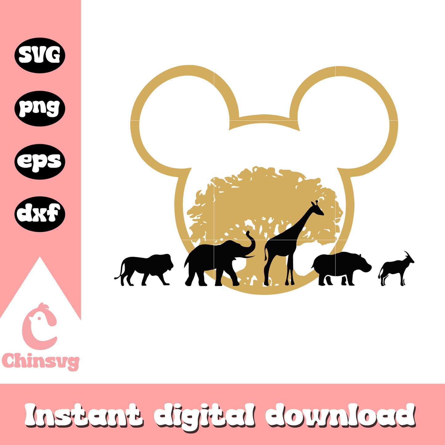 Wild animal mickey head svg, wild animal svg, mickey svg