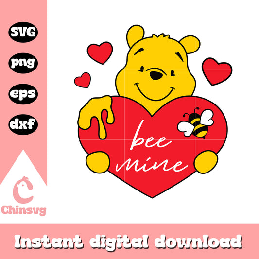 Winnie the Pooh be mine svg, disney valentine svg, valentine svg