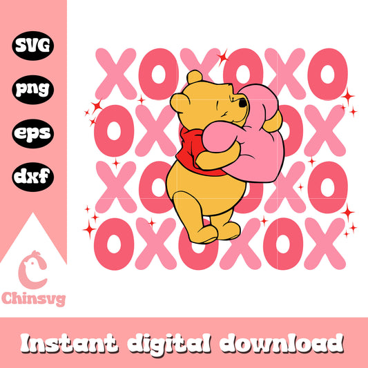 Winnie the pooh xoxo svg, winnie the pooh valentine, disney svg