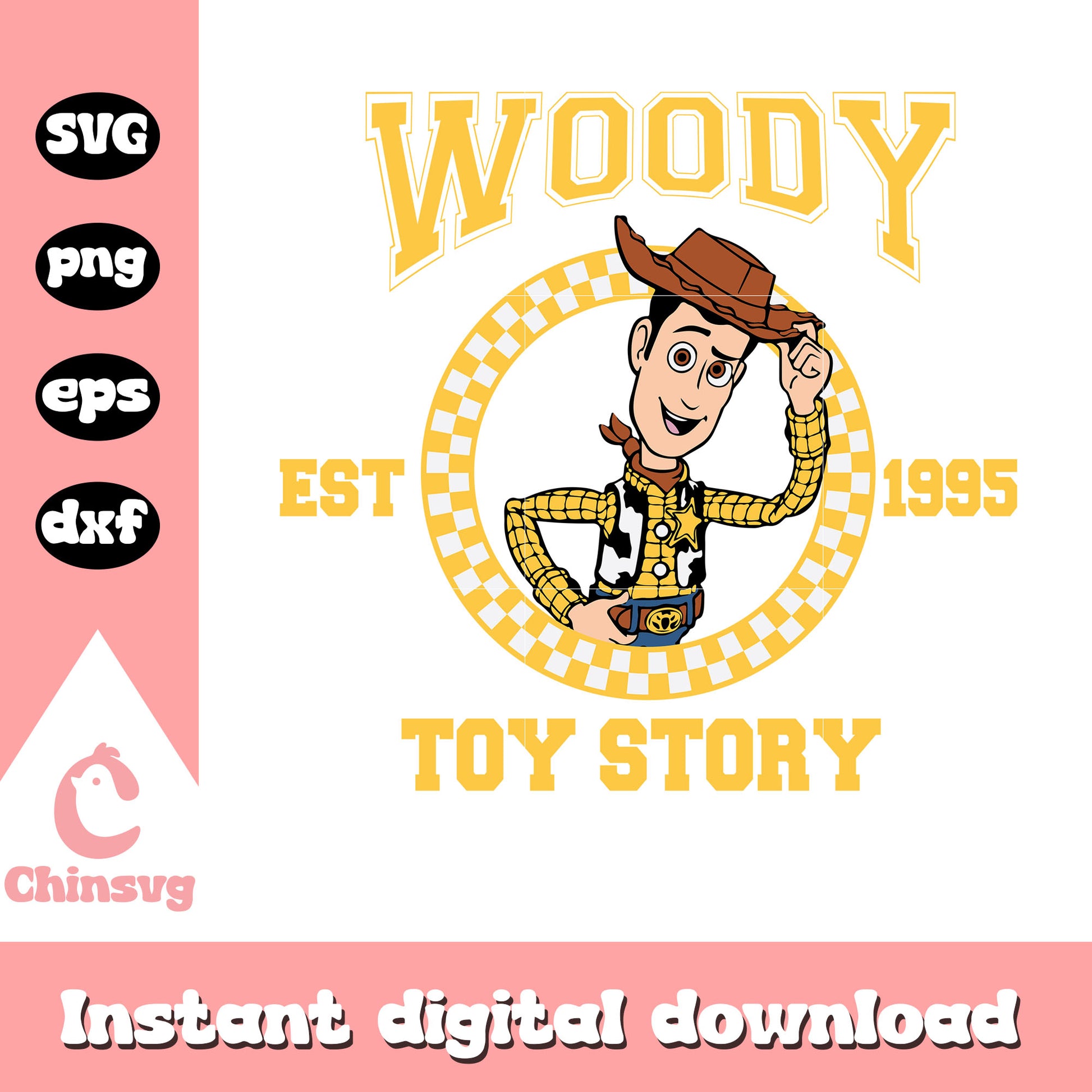 Woody toy story esy 1995 svg, woody character svg, disney svg