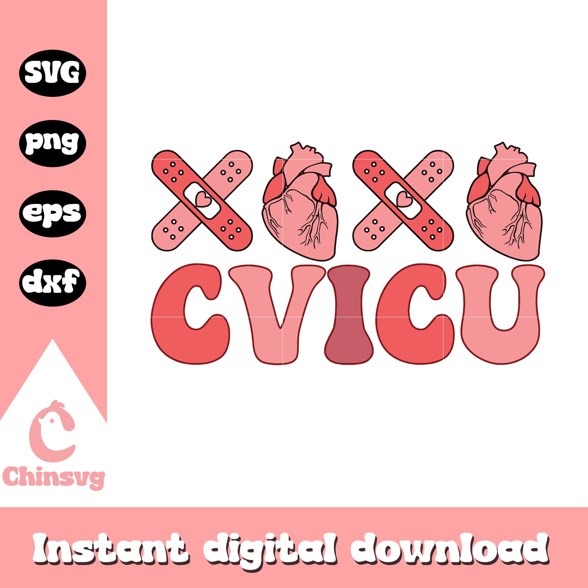 Xoxo heart cvicu valentine svg, nurse valentine svg, valentine svg