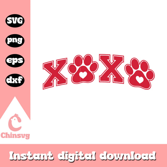 Xoxo paw dog print valentine svg, xoxo svg, valentine svg