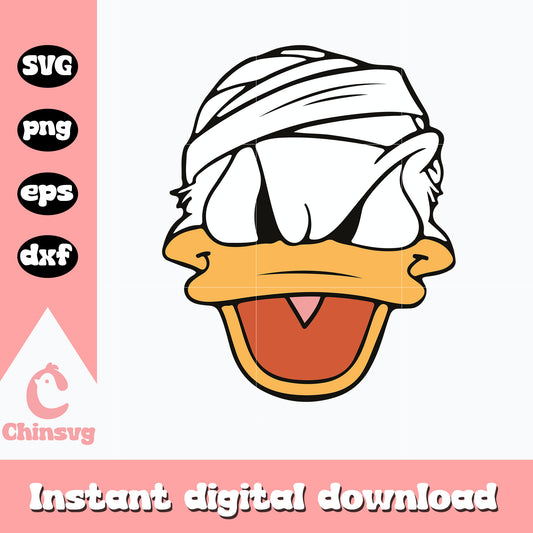 Donald head mummy halloween svg, digital download