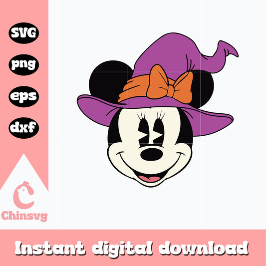 Minnie head witch Svg, Halloween svg, instant download