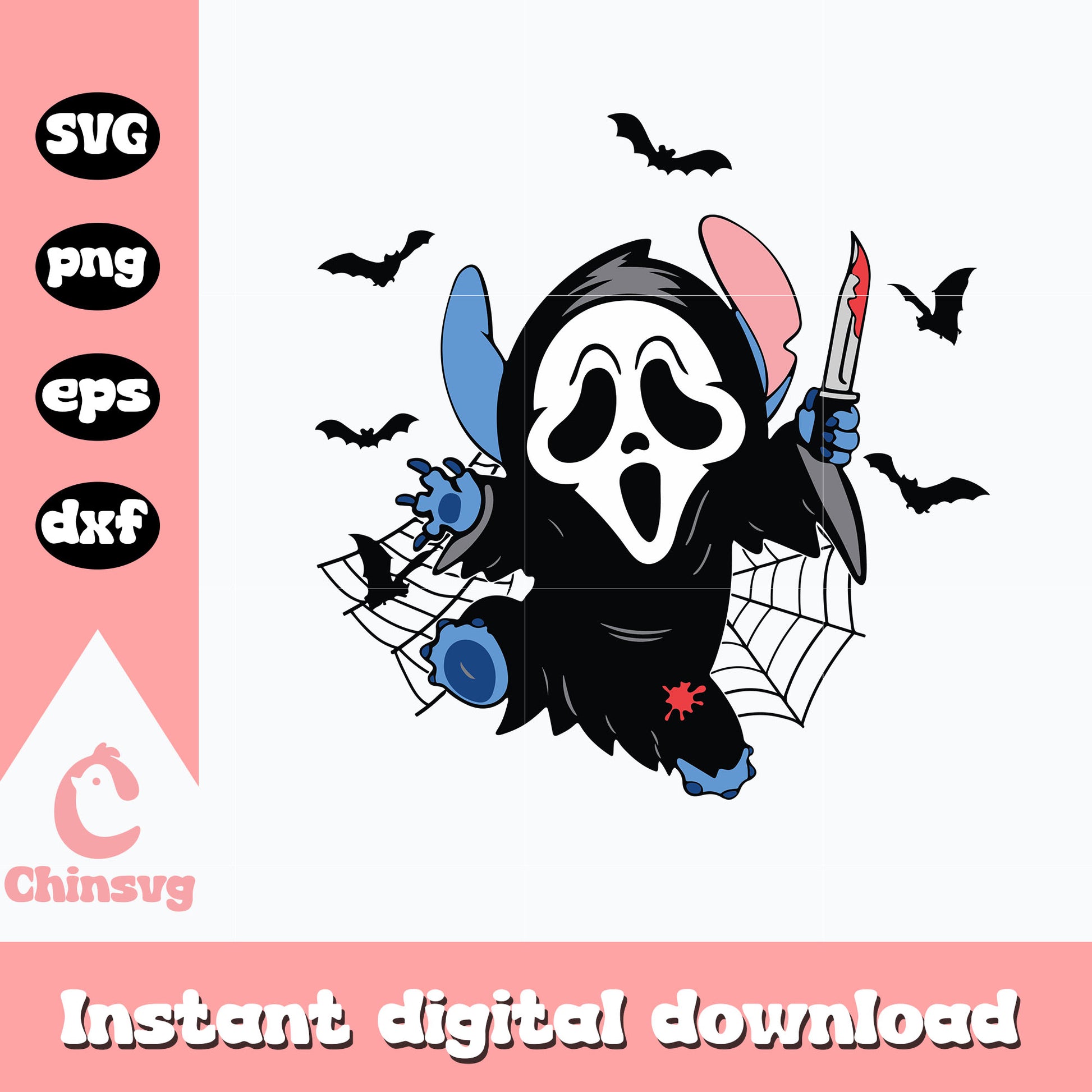 Stitch ghostface horror Halloween Svg, digital download