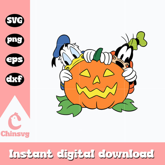 Donald Duck And Goofy Pumpkin Svg, Halloween svg