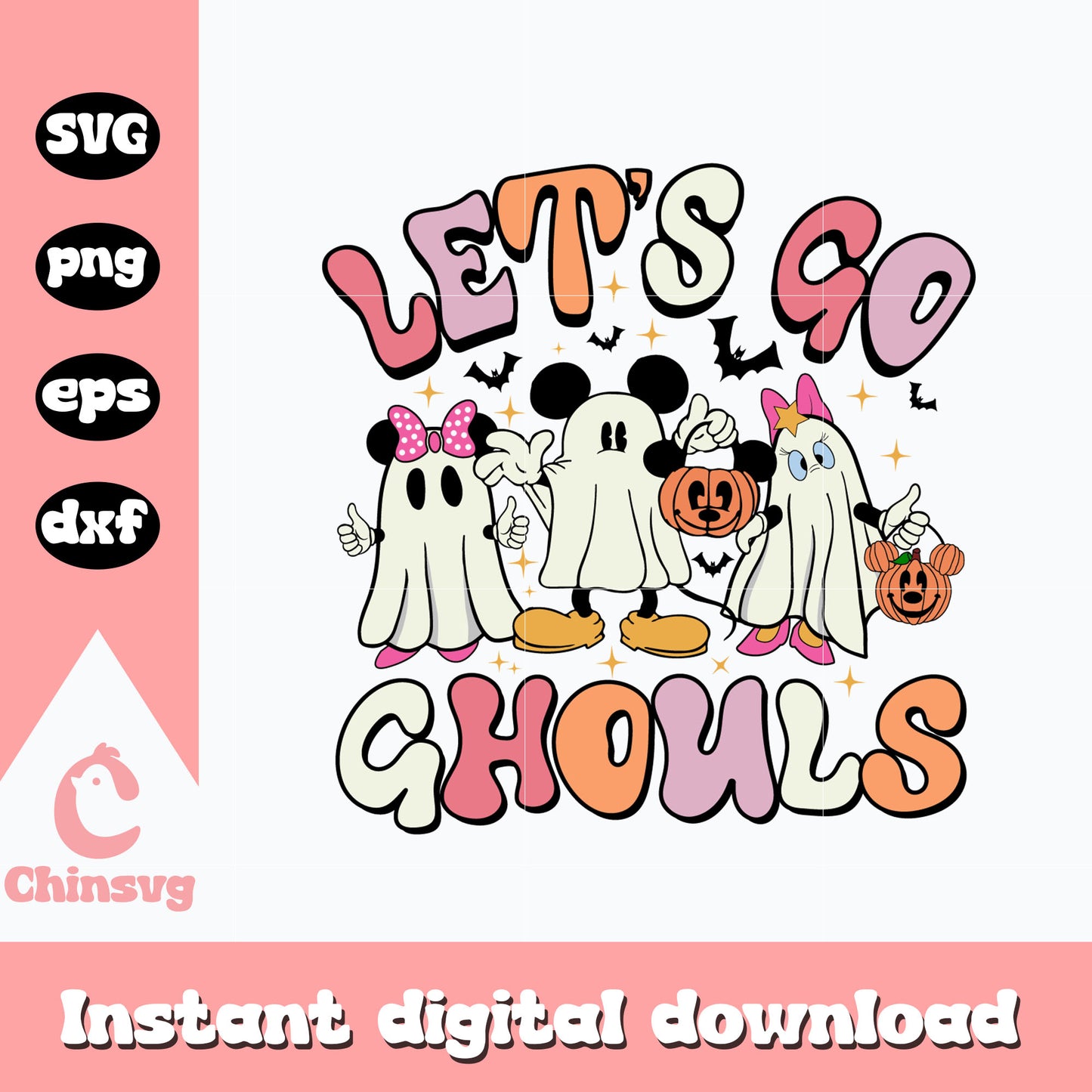 Let's Go Ghouls Svg, Mickey friends halloween svg, instant download