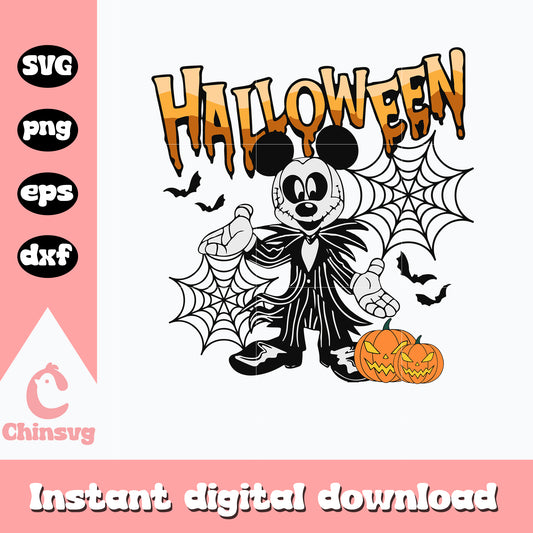 Jack Skellington Mickey Svg, Halloween Svg, Instant download