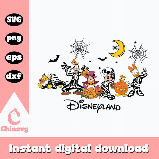 Disneyland mickey friends skeleton Svg, Halloween svg, instant download