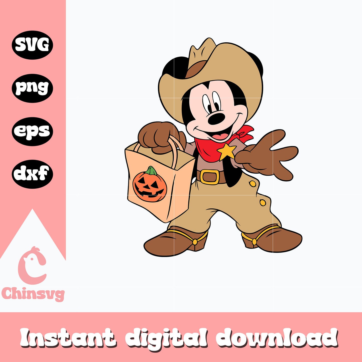 Cowboy Mickey design Svg, Halloween svg, digital download