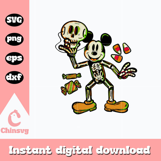 Disney Mickey Mouse skeleton svg, digital download