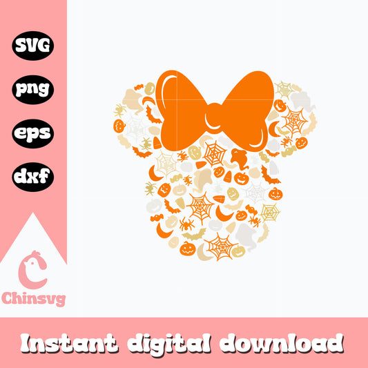 Minnie head halloween design Svg, Halloween Svg