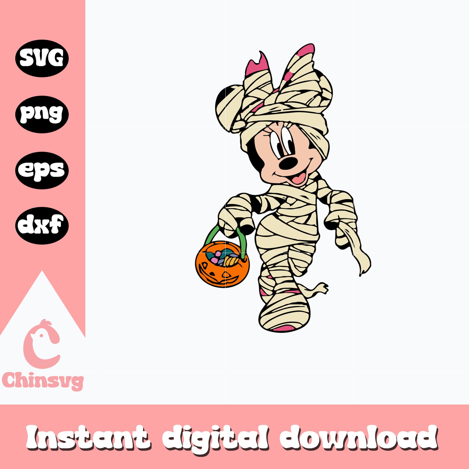 Minnie Mouse Mummy Svg, Halloween Svg, Digital Download