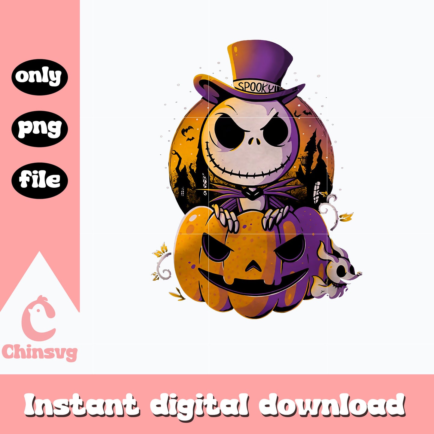 Jack Skellington Pumpkin Png, Halloween png, digital download