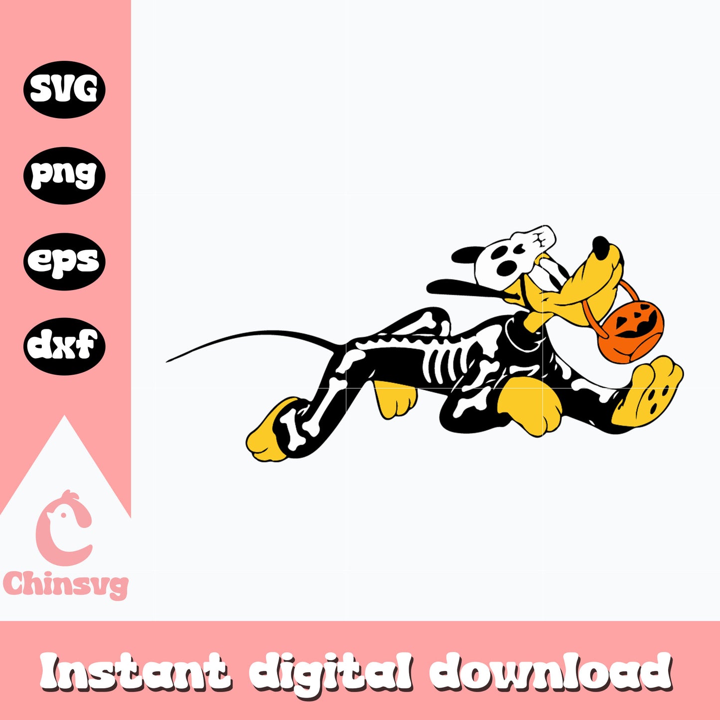 Pluto dog skeleton Svg, Halloween Svg, Instant Download