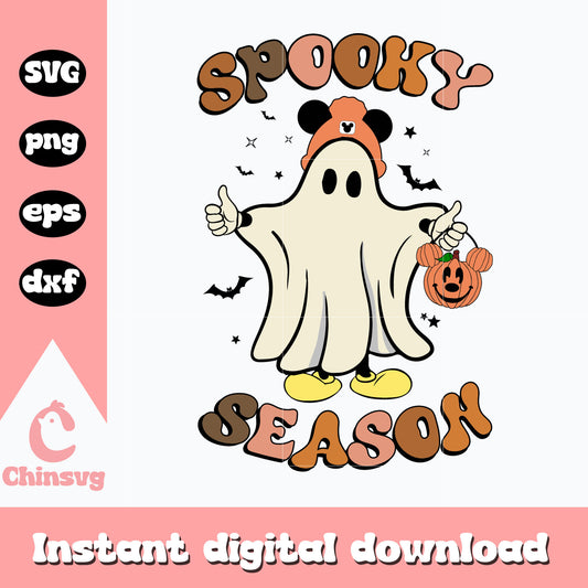 Spooky Season mickey ghost Svg, Halloween svg, instant download