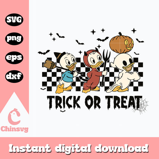 Huey Dewey Louie Trick or Treat Svg, Halloween Svg, Huey Dewey Louie svg