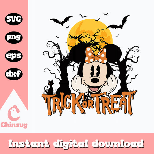 Minnie mouse Trick or Treat png, Halloween png, Minnie mouse png