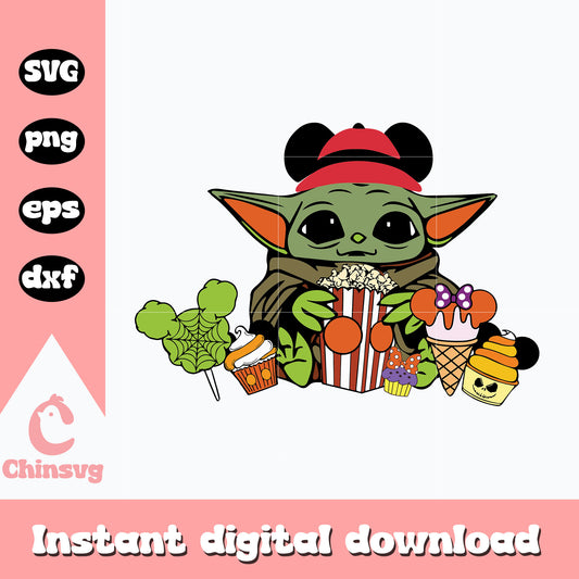 Baby Yoda snack halloween Svg, Digital Download